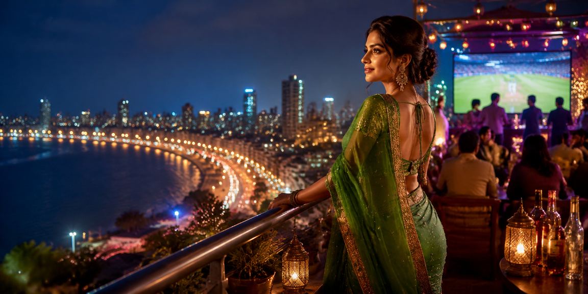 Indian woman enjoys cricket betting on mobile device